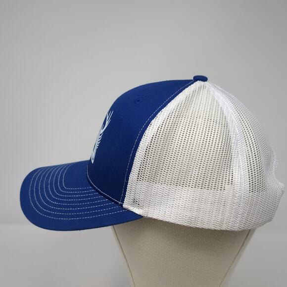 Richardson Snapback Trucker Hat Blue One Size Mesh Back Logo Antler - Picture 3 of 10